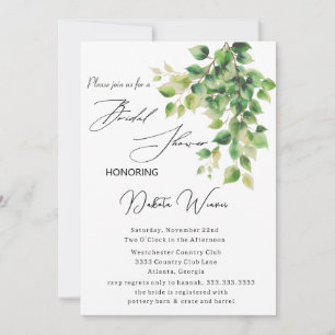 Wild Garden Leaves Bridal Shower Invitation