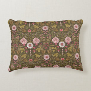 Wild garden on coffee brown accent pillow