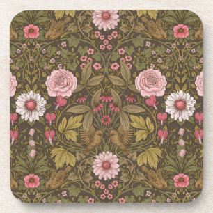 Wild garden on coffee brown coaster