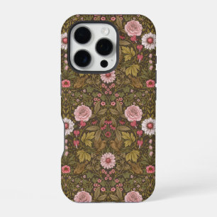 Wild garden on coffee brown iPhone 16 pro case