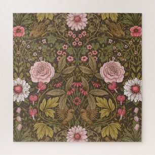 Wild garden on coffee brown jigsaw puzzle