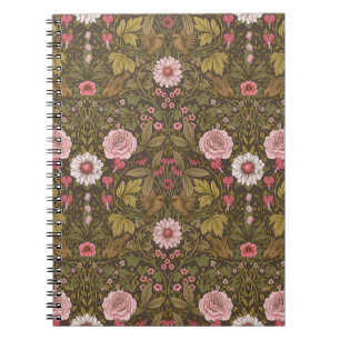 Wild garden on coffee brown notebook