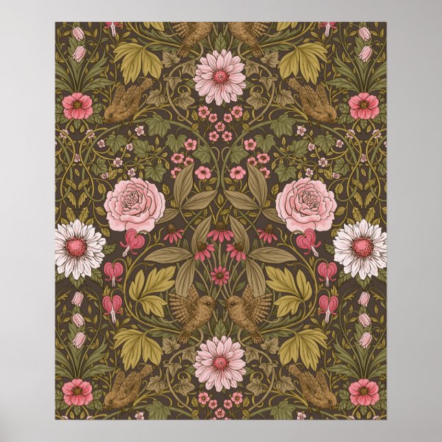 Wild garden on coffee brown poster (Front)