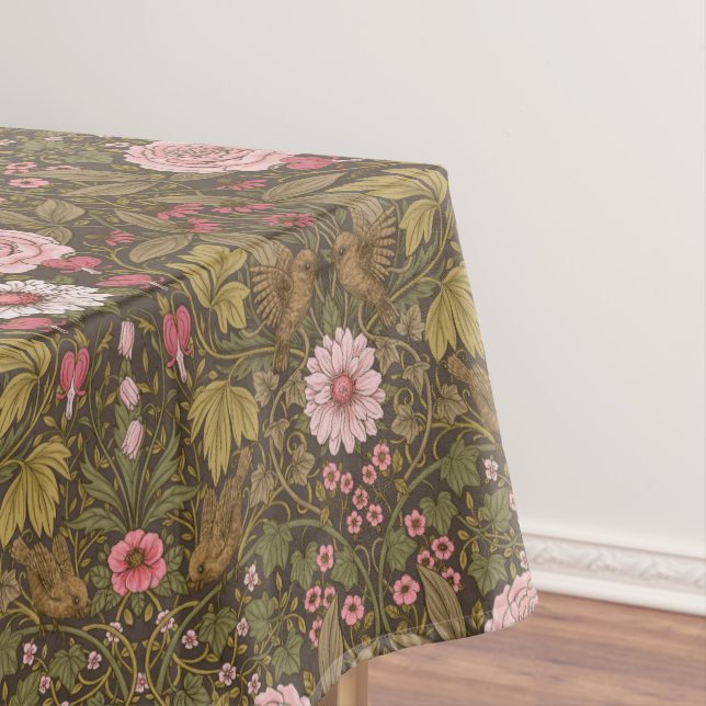 Wild garden on coffee brown tablecloth (In Situ)