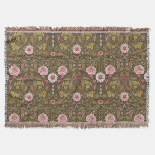 Wild garden on coffee brown throw blanket
