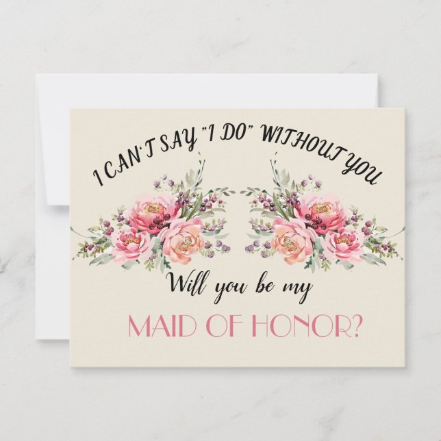 Wild Garden Wedding Will you be my Maid of Honour Invitation (Front)