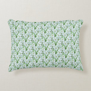 Wild Garlic Flowers Cust. BG Green Accent Pillow