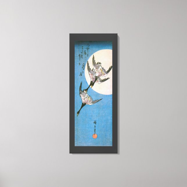 Wild Geese Flying Downward Across Moon, Hiroshige Canvas Print (Front)