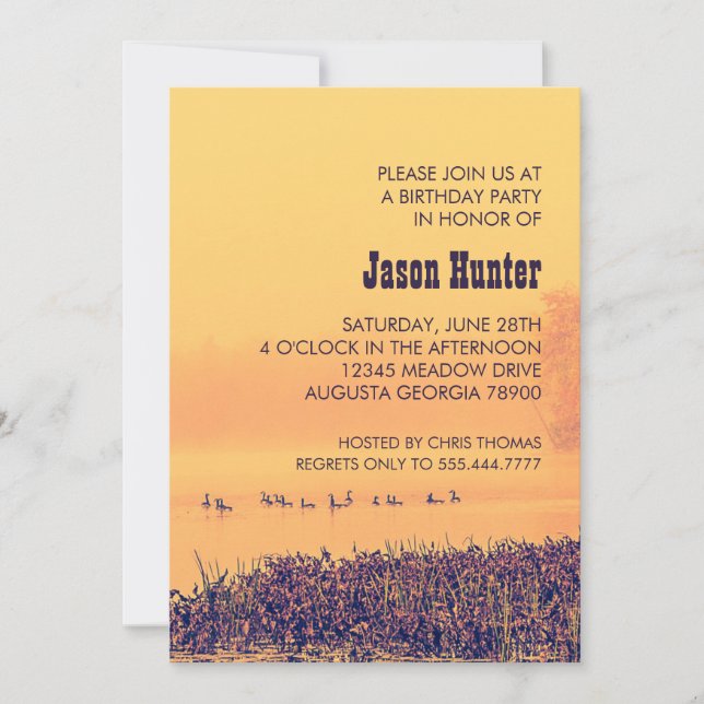 Wild Geese on Foggy Lake Birthday Party Invitation (Front)