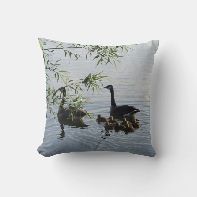 Wild Geese Pillow - Black (Front)
