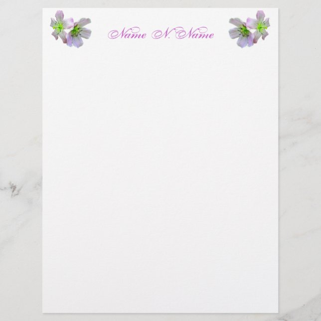 Wild Geranium Series Letterhead Stationery (Front)