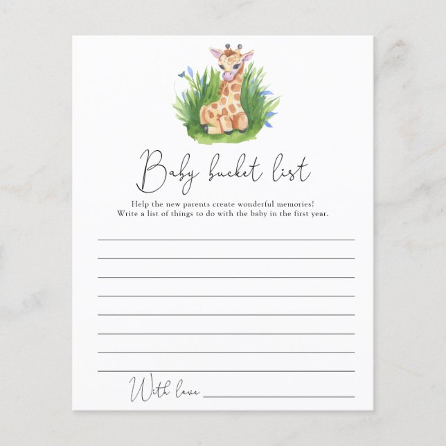 Wild Giraffe - Baby bucket list (Front)