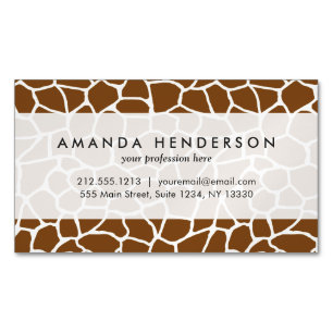 Wild Giraffe Pattern Animal Print Magnetic Business Card