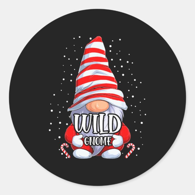 Wild Gnome Christmas Pajamas Matching Family Group Classic Round Sticker (Front)