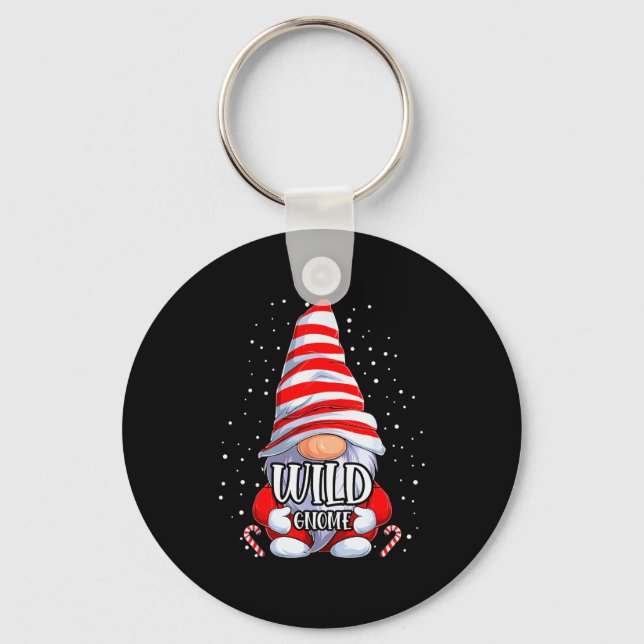 Wild Gnome Christmas Pajamas Matching Family Group Keychain (Front)