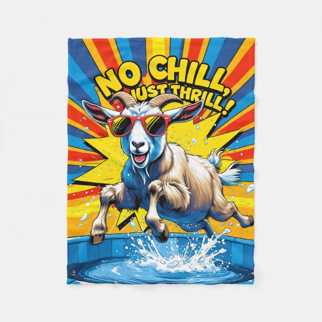 Wild Goat Summer Retro Pool Splash  Fleece Blanket (Front)