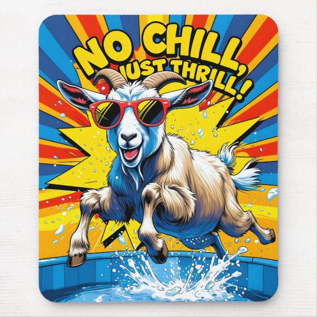 Wild Goat Summer Retro Pool Splash  Mouse Pad (Front)