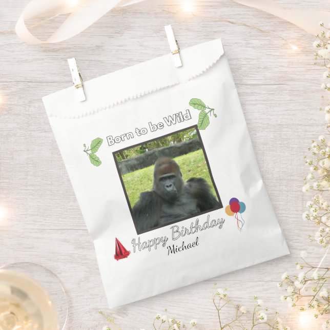 Wild Gorilla Birthday Party Theme Favour Bag (Clipped)