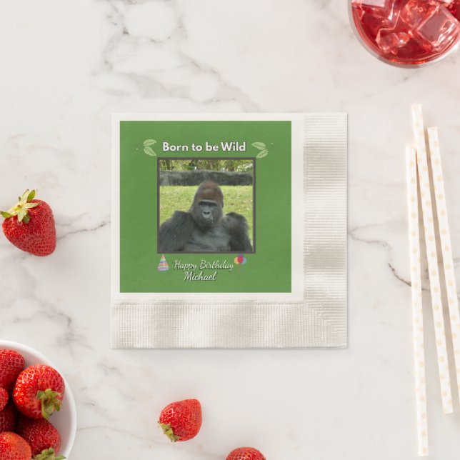 Wild Gorilla Jungle Birthday Design Napkin (Insitu)
