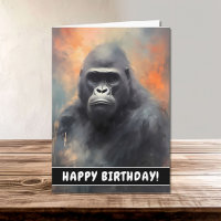 Wild Gorilla Portrait Happy Birthday