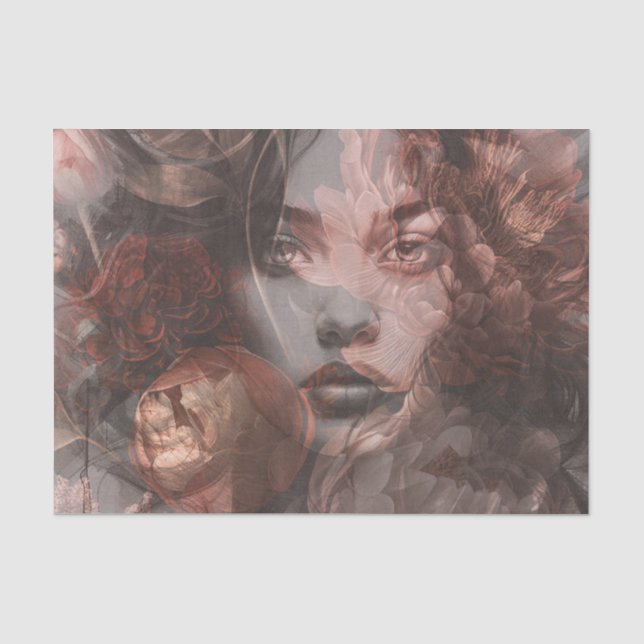 Wild Grace: A Portrait in Rust and Ink Tissue Paper (Front)