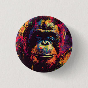 Wild Graffiti Urban Jungle Gorilla 1 Inch Round Button