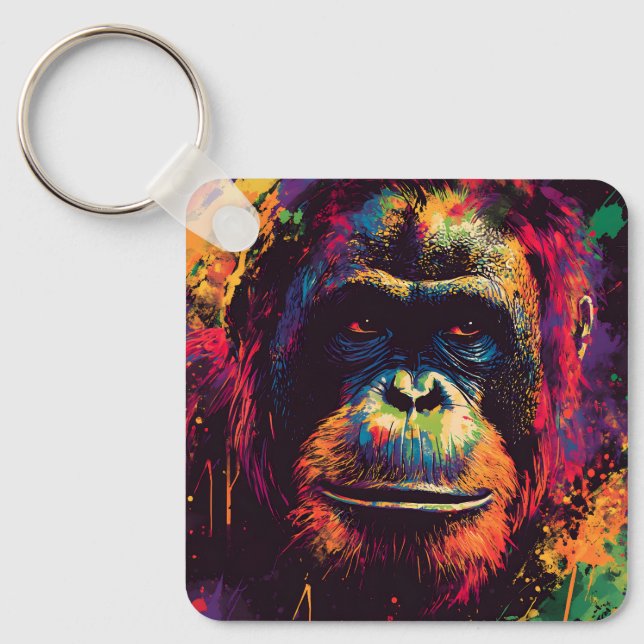 Wild Graffiti Urban Jungle Gorilla Keychain (Front)