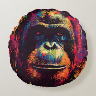 Wild Graffiti Urban Jungle Gorilla  Round Pillow