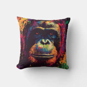 Wild Graffiti Urban Jungle Gorilla  Throw Pillow