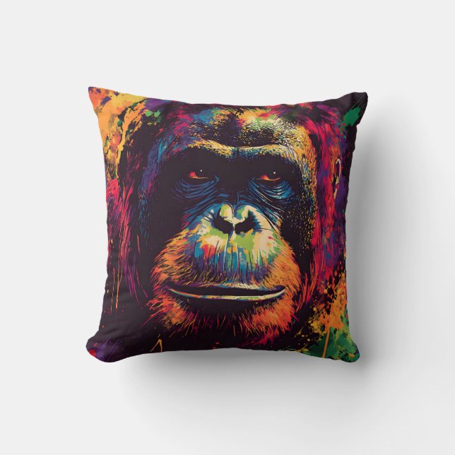 Wild Graffiti Urban Jungle Gorilla  Throw Pillow (Front)