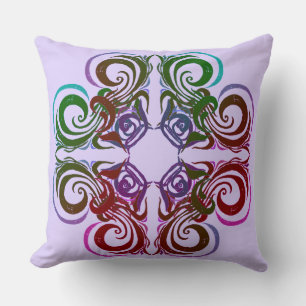 Wild Grapes Curvy Green Retro Throw Pillow