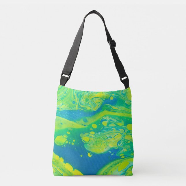 Wild Green Blue Flow Art Crossbody Bag (Front)