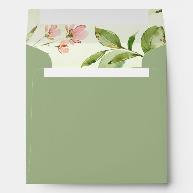 Wild Green Foliage Pre-Printed Return Address Envelope (Back (Bottom))