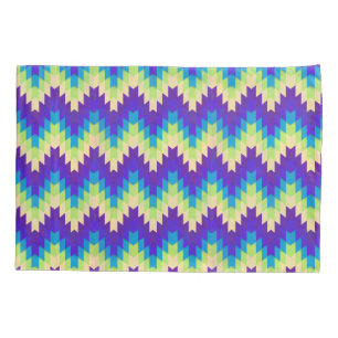 Wild Green & Purple Jagged Geometric Pattern Pillowcase