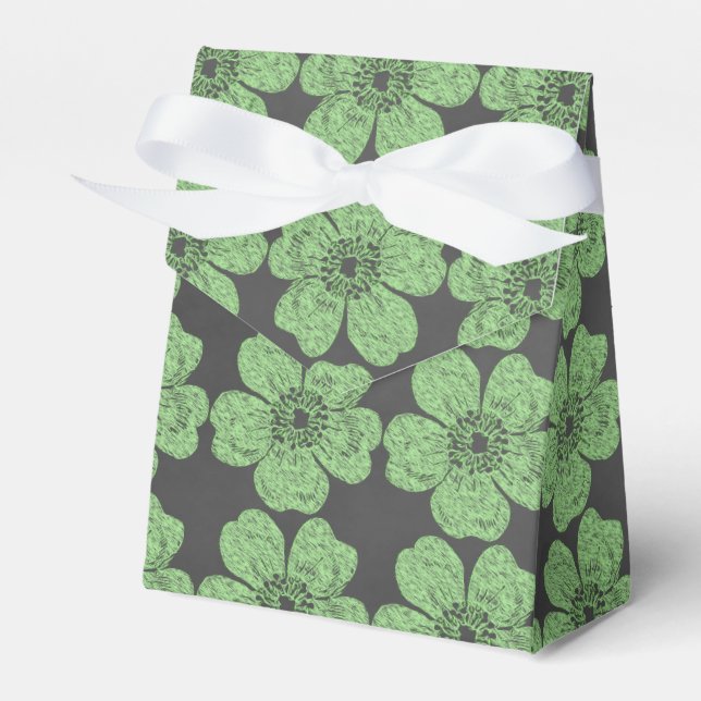 Wild Green Roses Chalkboard Favor Box (Front Side)