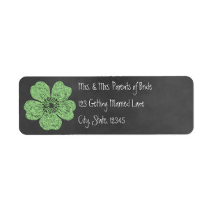 Wild Green Roses Chalkboard Label