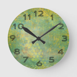Wild Green Spots Grungy Cool Round Clock