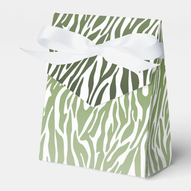 Wild Green Zebra Print Birthday Favor Box (Front Side)
