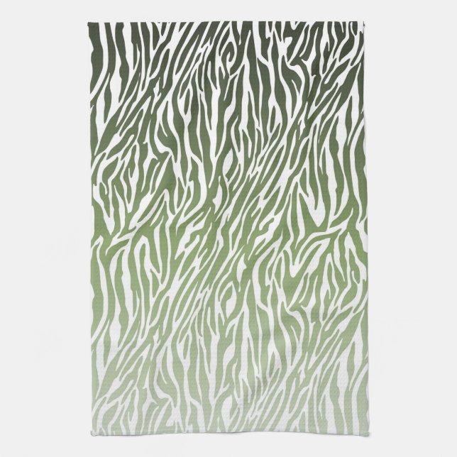 Wild Green Zebra Print Ombre Kitchen Towel (Vertical)