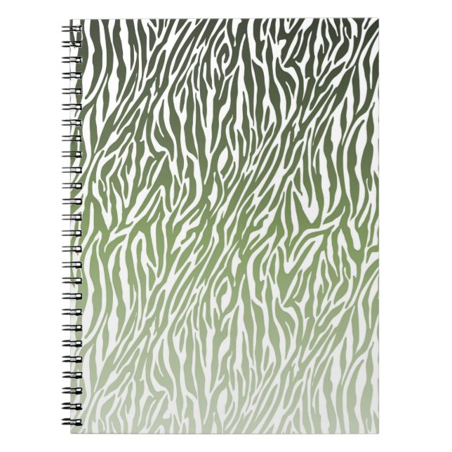 Wild Green Zebra Print Ombre Notebook (Front)