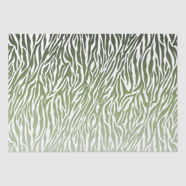 Wild Green Zebra Print Ombre Tissue Paper (Front)