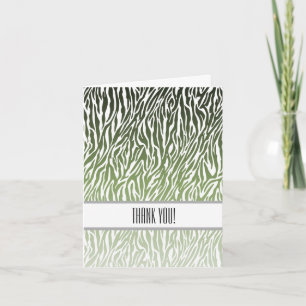 Wild Green Zebra Print Thank You Card