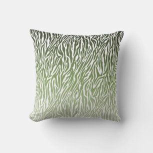 Wild Green Zebra Print Throw Pillow