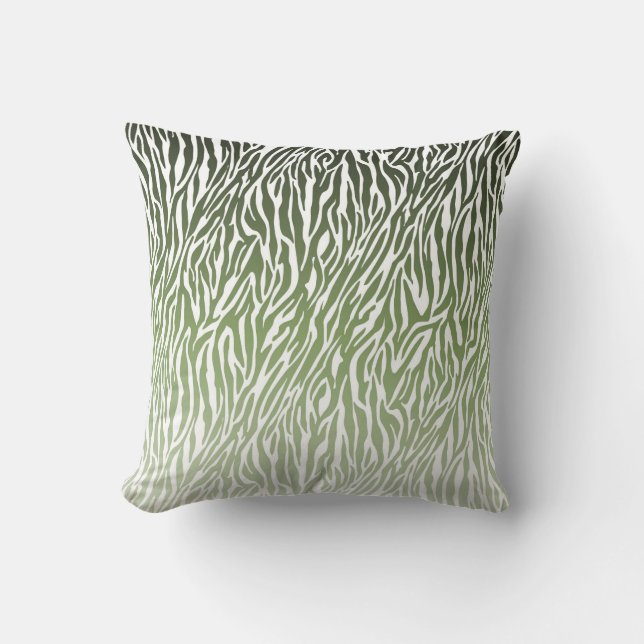 Wild Green Zebra Print Throw Pillow (Front)