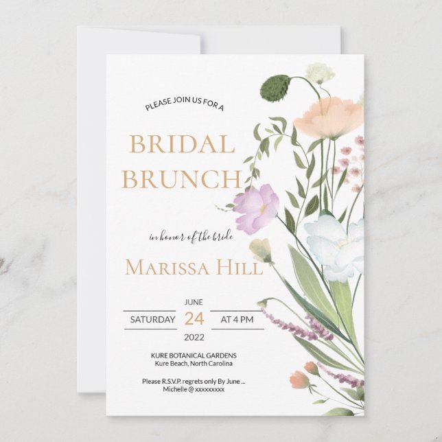 Wild greenery Bridal Shower Brunch  Invitation (Front)