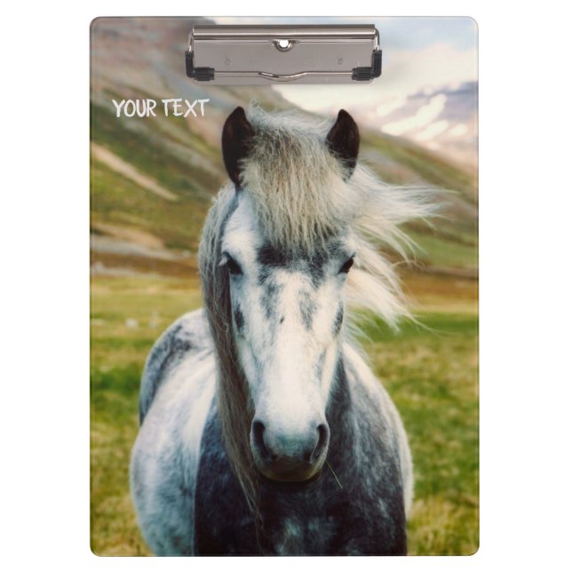 Wild Grey Horse Clipboard (Front)