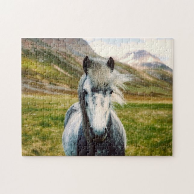Wild Grey Horse in the Mountains Jigsaw Puzzle (Horizontal)