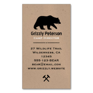 Wild Grizzly Bear Silhouette   Nature Wildlife Magnetic Business Card