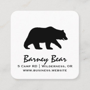 Wild Grizzly Bear Silhouette   Outdoors Wildlife Square Business Card