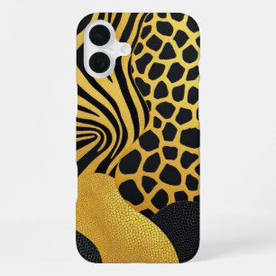 Wild Guard: Black and Yellow Animal Print iPhone 16 Plus Case